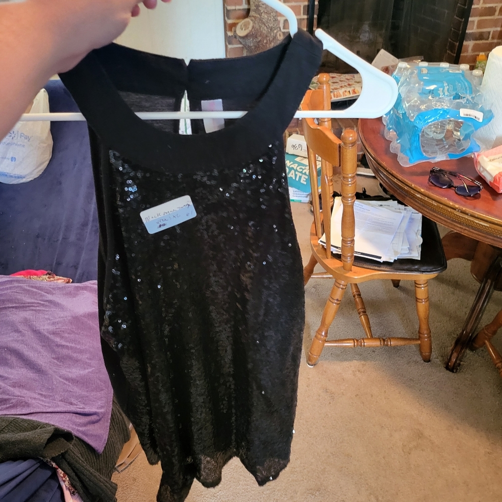Black sequin tank top
